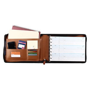 Custom design zip around vegan leather cover document organizer case large checkbook binder 7 ring