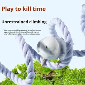 Balançoire suspendue pour perroquet, jouet écologique pour oiseaux, avec <span class=keywords><strong>corde</strong></span>, échelle à mâcher, bâton en coton pour le soulagement du stress et de l'ennui, fournitures à mâcher pour animaux de compagnie - Product Image 4