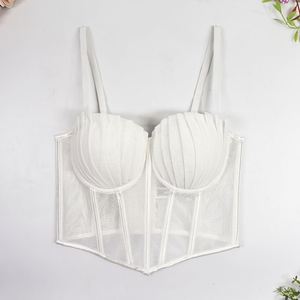 Abito Vintage estivo in pizzo a maglia sottile Sexy da donna con corsetto <span class=keywords><strong>imbottito</strong></span> <span class=keywords><strong>imbottito</strong></span> <span class=keywords><strong>reggiseno</strong></span> da donna <span class=keywords><strong>trasparente</strong></span> con canotta arricciato - Product Image 3
