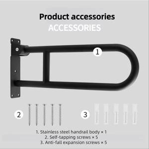 Foshan personalizzato nero acciaio inossidabile pieghevole corrimano da doccia senza barriere per anziani disabili manopole - Product Image 5