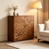Meuble de rangement de style américain pour salon, en bois massif et cuir de jute, grande capacité, meuble d'entrée, armoire à chaussures
