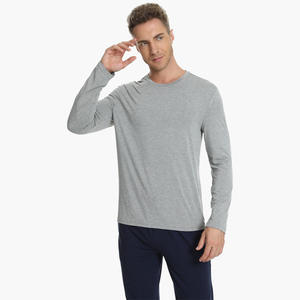 Camiseta de Dormir Informal Personalizada de Talla Grande para Hombre, Camiseta Interior de Manga Larga de Viscosa de Bambú para Hombre - Product Image 1