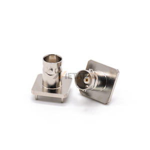 Connecteur coaxial RF BNC 50 ohms 4 GHz à 4 broches, à bride carrée, pour montage sur circuit imprimé, prises femelles droites - Product Image 5