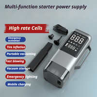 4 in 1 Portable Car Jump Starter with Air Compressor, 150PSI Tire Inflator, Handheld Vacuum Cleaner, 14.8V LED Light, EVA Case