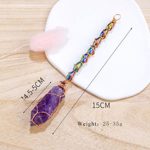 Varita mágica <span class=keywords><strong>de</strong></span> cristal Natural, columna hexagonal <span class=keywords><strong>de</strong></span> doble punta <span class=keywords><strong>de</strong></span> cuarzo, palo mágico, varita mágica para Cosplay, adornos <span class=keywords><strong>de</strong></span> brujería - Product Image 2