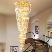 Lustre en cristal de luxe pour escalier, LED E26, pour hôtels et banquets, hauteur réglable, éclairage élégant pour la maison et les villas