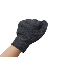 Gants anti-coupures de niveau 4 en polyester haute résistance de couleur noire avec fil d'acier