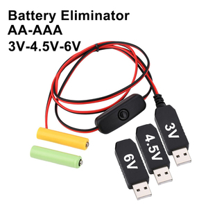Éliminateur de batterie 1.5v 3v 4.5v 6v LR6 AA LR03 AAA Remplacer l'interrupteur USB ON OFF câble de <span class=keywords><strong>chargeur</strong></span> d'alimentation pour jouets électroniques à lumière LED - Product Image 1