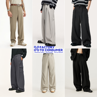 Pantalon de costume décontracté vintage ample à taille haute plissé avec braguette décalée en tissu peigné style britannique personnalisé QUICKSHOW pour hommes