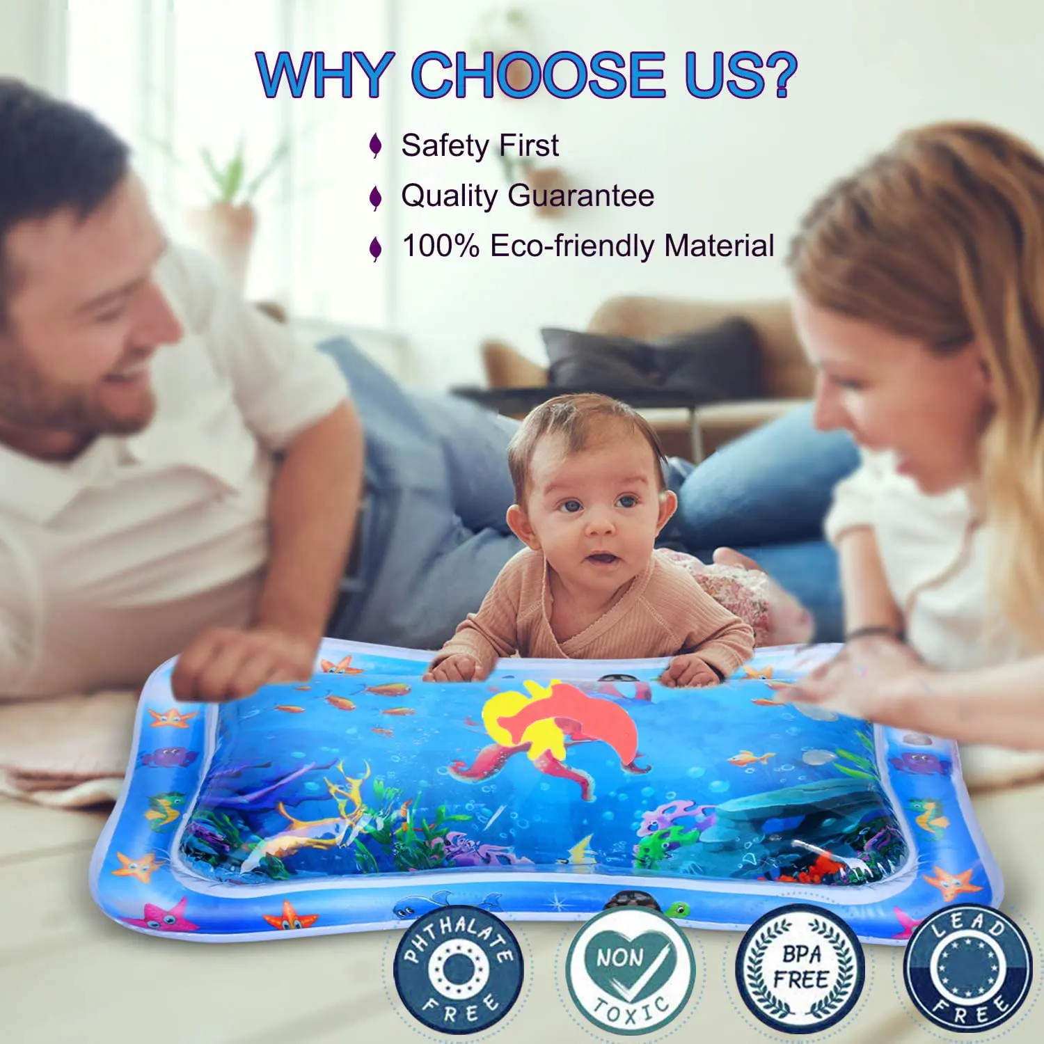 Baby Water Mat 0-3 Years Old Baby Kids Water Play Mat Infants   Toddlers Inflatable Baby Tummy Time premium Play Water Mat