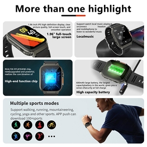 A70 Android Smart <b>Watch</b> 1.96" TFT Display 5-10 Days Battery Life Fitness Tracker Sleep Tracker Heart Rate Monitor - Product Image 4
