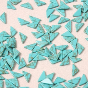 8x8x12mm triangolo doppio piano con fondo piatto turchese <span class=keywords><strong>perline</strong></span> piatte pietra anello creazione collana gioielli braccialetto orecchino - Product Image 4