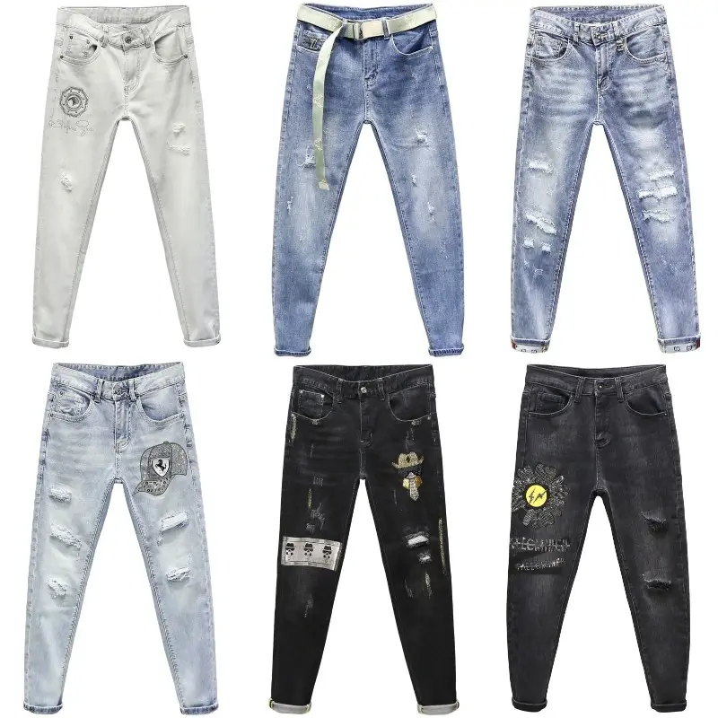2021 hot sale men's jeans personality trend trousers stretch new denim trousers wholesale