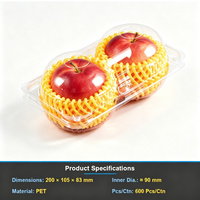 2-delige transparante PET plastic fruit clamshell verpakking, wegwerpbaar, voor sinaasappel en perzik verpakking, koepelvormig deksel, 0,3 mm dik, model 2A