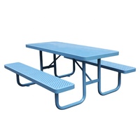 Table de pique-nique en métal pour l'extérieur, mobilier de jardin, table à manger en acier, portable, 72 "96", pour l'extérieur, aire de jeux, patio, café