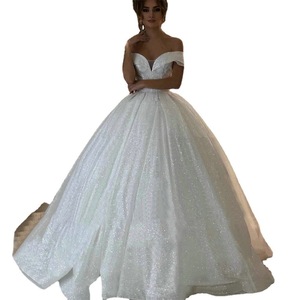 Off Shoulder Wedding Dress Ball Gown Sweetheart Neckline Starry Sky <b>Tulle</b> Radiant Taffeta Ivory <b>White</b> JM329 - Product Image 5