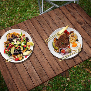 شوكة سكين حديثة من الفولاذ المقاوم للصدأ للتخييم في الهواء الطلق مشبك قفل محمول مانع لفقدان غسالة الصحون طلاء مرآة آمن - Product Image 5