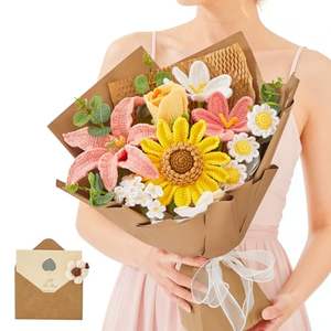 Regalos Creativos Personalizados, Ramo de Flores Tejidas a Mano de Algodón, Flores Tejidas a Crochet, <span class=keywords><strong>para</strong></span> Cumpleaños, San Valentín, Día de la <span class=keywords><strong>Madre</strong></span> - Product Image 1