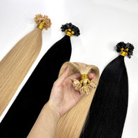 Extensions de cheveux en kératine de qualité professionnelle, pointe en V, double épaisseur, 100% cheveux humains, pré-collées, lisses, 100g, 14 pouces, blond cendré clair