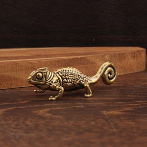 Figura de Camaleón de Latón, Decoración Vintage de Animales, Adorno Artesanal para el Hogar y Escritorio - Product Image 2