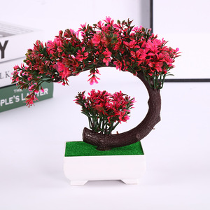 Bonsaï Qi Xing Moon Tree en plastique, plante en pot de 22 cm, fleur artificielle, mini paysage, décoration d'intérieur - Product Image 1