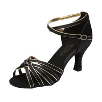 Chaussures de danse latine professionnelles de 5,5 cm à semelle souple pour femmes, idéales pour la danse de salon, le jazz, le tango et la samba, en satin.