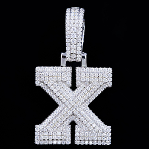 Wholesale <b>Initials</b> Hip Hop Jewelry 925 <b>Silver</b> Brilliant Cut Diamond Moissanite Letter X <b>Pendant</b> Bling Iced Out GRA Certificate - Product Image 2