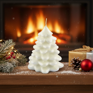 Vela Decorativa Blanca Brillante con Forma de Árbol de Navidad - Product Image 3