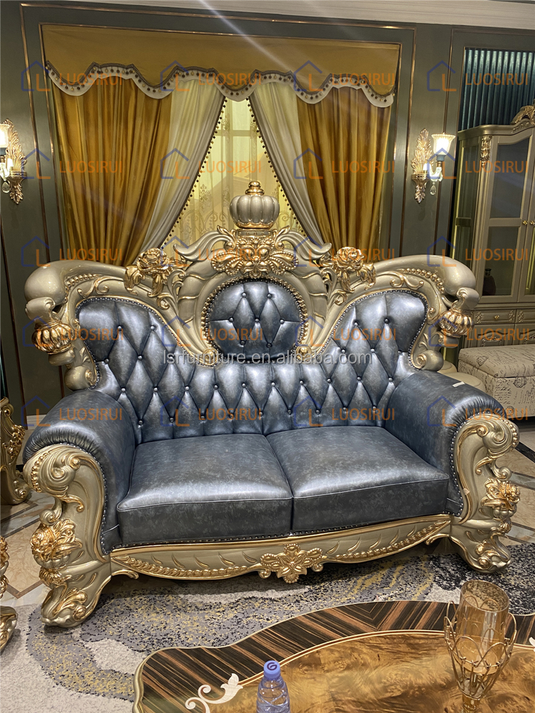 欧式客厅沙发雕花真皮沙发客厅家具套装别墅精品家具