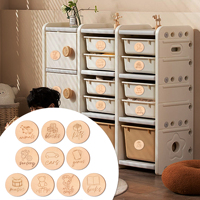 Étiquettes Trofast en bois personnalisées étiquettes de rangement de boîte à jouets étiquettes décor de salle de jeux étiquettes de jouets en bois puces rondes personnalisées