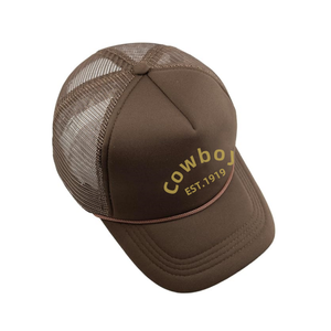 Casquette de camionneur en mousse unisexe personnalisée avec impression de lettres et logo structuré à 5 panneaux dos en maille respirante à bord incurvé pour les sports de plein air - Product Image 3