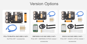 HAT PCIe a MiniPCIe / Gigabit Ethernet / USB 3.2 Gen1 para Raspberry Pi 5, Módulo 4G con Interfaz MiniPCIe, Red de Alta Velocidad - Product Image 2