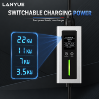 Chargeur EV à mode de puissance réglable, norme européenne, compatibilité GB/T, portable, mural ou au sol, 3,5 kW, 7 kW, 11 kW, 22 kW