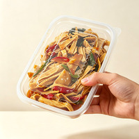Boîte repas rectangulaire en plastique noir, compatible congélateur et micro-ondes, récipient alimentaire jetable