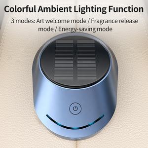 Diffuseur de <span class=keywords><strong>voiture</strong></span> universel portable personnalisé avec bouton tactile, alimentation <span class=keywords><strong>solaire</strong></span> et purification de l'air par ions négatifs, éclairage d'ambiance rechargeable - Product Image 2