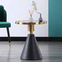 Table basse ronde simple moderne de luxe avec dessus en marbre Table d'appoint en acier de haute qualité pour meubles de salon à manger