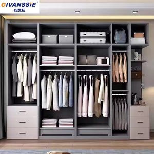 Armadio Moderno Personalizzato per <span class=keywords><strong>Camera</strong></span> <span class=keywords><strong>da</strong></span> <span class=keywords><strong>Letto</strong></span> con Ante in Legno e Vetro, Nuovo Design per Conservazione Vestiti - Product Image 6