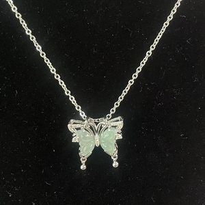 หยกธรรมชาติสีน้ำเงินหยกโดนัทจี้รูปดาวพระจันทร์ผีเสื้อสร้อยคอสไตล์จีนของขวัญสำหรับผู้หญิง - Product Image 5