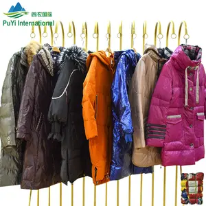 Winter women long bubble jackets second hand down coat used clothes bales jacket bale used mixed used clothing