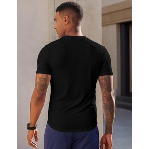 Camiseta Deportiva de Manga Corta con Cuello en V para Hombre FOXA, de Secado Rápido, Tejida, Ajustada, para Gimnasio y Entrenamiento - Product Image 6