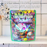Emballage personnalisé en sachet refermable holographique exotique en PE Mylar avec impression en héliogravure, résistant à l'humidité, recyclable, pour sucre