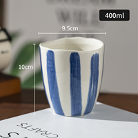 Tasse en céramique colorée peinte à la main de grande taille personnalisée jaune orange bleu rose vacances fête eau cola tasse sans poignée