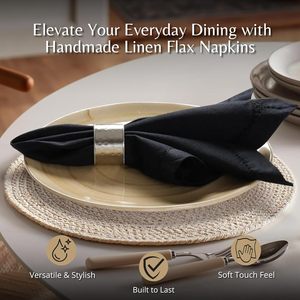 Serviettes de table noires, nappes, linge de table, taille personnalisée 50*50 - Product Image 2