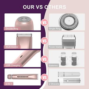 Multifunzione IPX7 impermeabile Mini portatile elettrico da donna Trimmer per il corpo rasoio a doppia testa rasoio elettrico <span class=keywords><strong>epilatore</strong></span> - Product Image 5