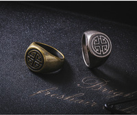 Bague créative en acier titane de style rétro chinois pour hommes et femmes, personnalité, vente en gros