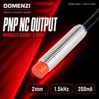 Capteur de proximité inductif DOMENZI PR08-2DP2 M8 non encastré PNP NC 2 mm en laiton nickelé pour l'automatisation industrielle