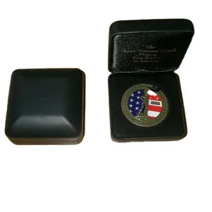 Customized medal leather case coin display box presentation velvet jewelry box