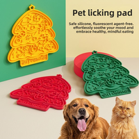 Tapis de léchage en silicone pour Noël, anti-étouffement, à alimentation lente, avec ventouse, réutilisable, pour chiens et chats, pour les fêtes