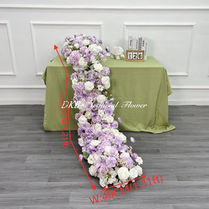 Fábrica de flores artificiales, decoración de flores de boda, corredor de flores artificiales, blanco y morado - Product Image 2