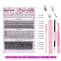 Marque privée Cluster Cils En Gros Diy Kit D'extension De Cils Cluster Lash C D Curl Bande Individuelle Extension De Cils Ensemble